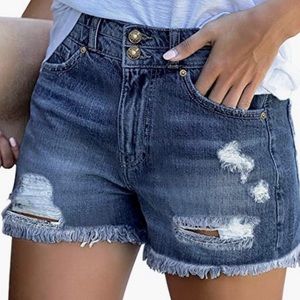 luvamia Women's Denim Shorts Frayed  size XL